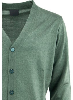 Oppland Men's Dad Cardigan Front Buttoned Classic Double Pocket Casual Cut Fine Wool Woven  - Image 3