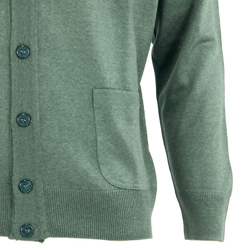 اوبلاند Men's Dad Cardigan Front Buttoned Classic Double Pocket Casual Cut Fine Wool Woven