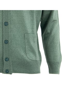 Oppland Men's Dad Cardigan Front Buttoned Classic Double Pocket Casual Cut Fine Wool Woven  - Image 5