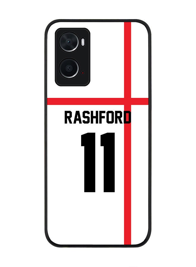 Stylizedd Rugged Black edge case for Oppo A96 4G/A36/A76 Slim fit Soft Case Flexible Rubber Edges Anti Drop TPU Gel Thin Cover - Football Team - England Player Name - Rashford - Image 1