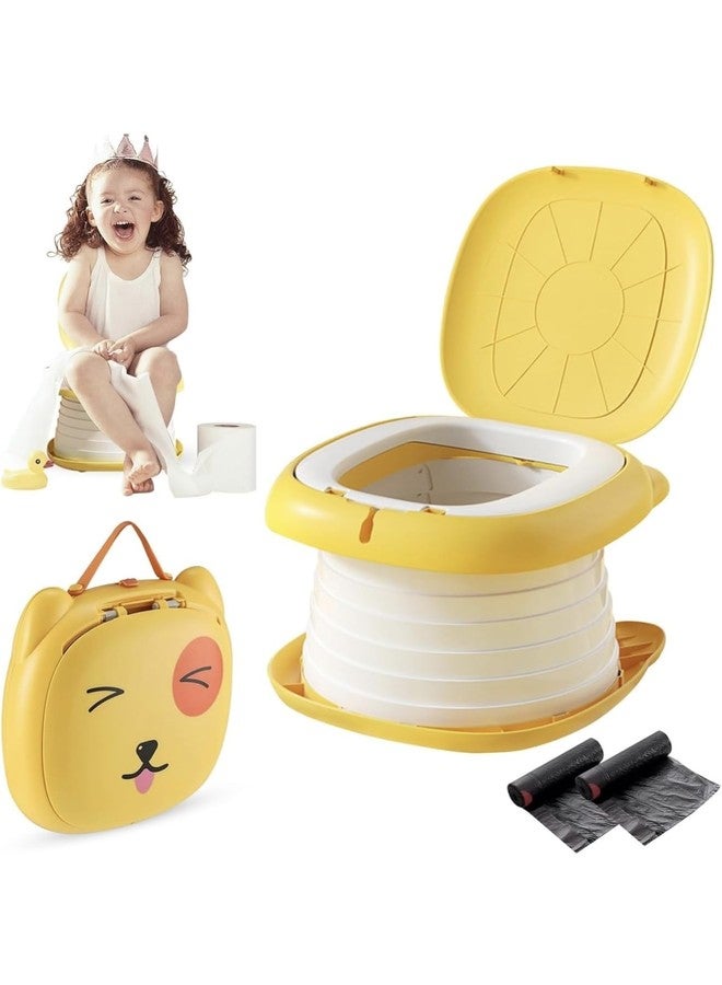 Richtots Premium Portable Potty Seat for Kids Toddler,Foldable Travel Potty Training Seat,Baby Potty Stool for Outdoor,Training Toilet Seat Emergency Toilet for Car, Outdoor, indoor (Yellow) - Image 1
