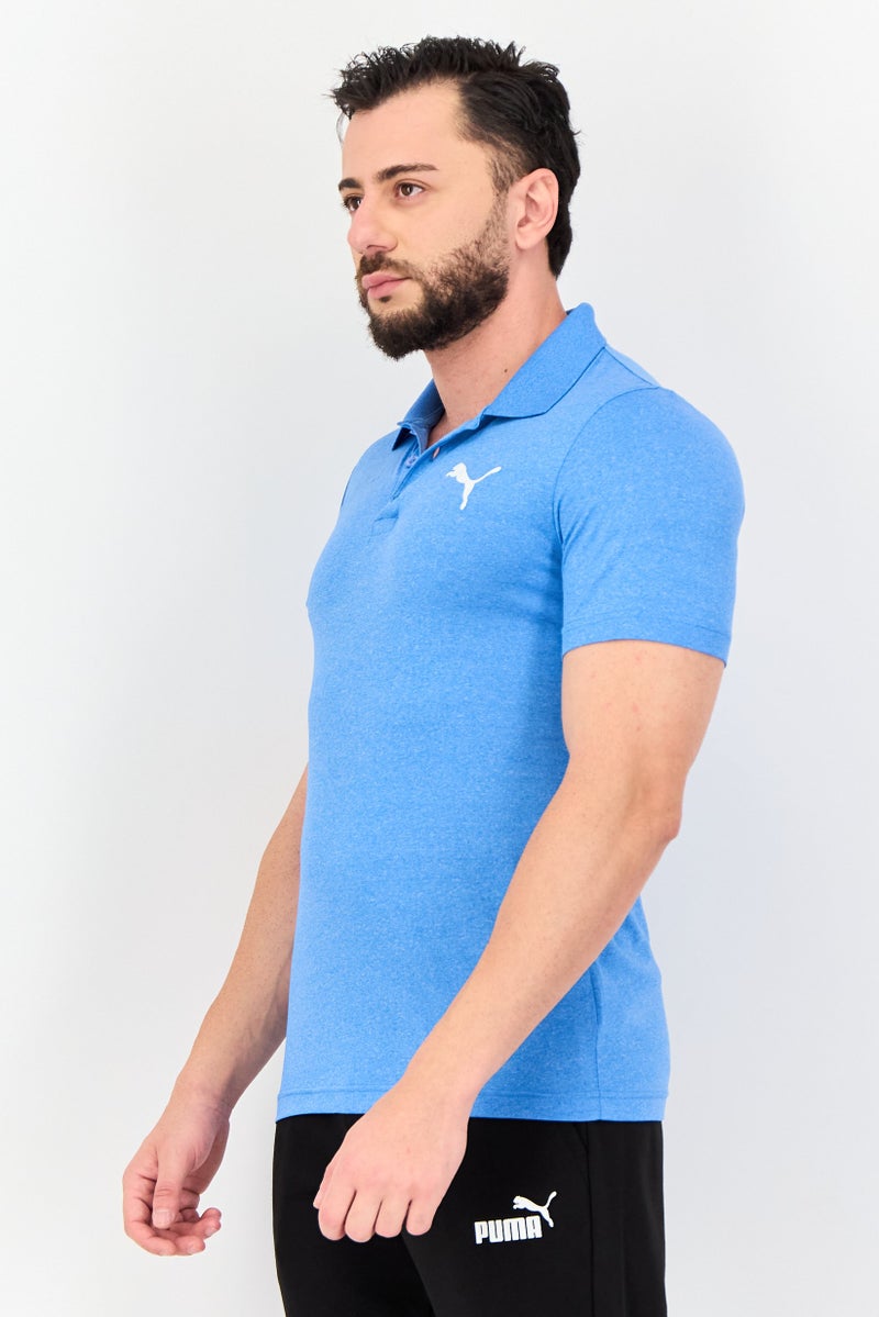 PUMA Men Regular Fit Brand Logo Short Sleeves Training Polo Shirt, Blue - Image 3