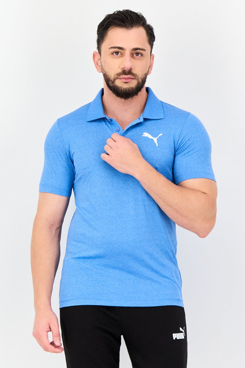 PUMA Men Regular Fit Brand Logo Short Sleeves Training Polo Shirt, Blue - Image 1