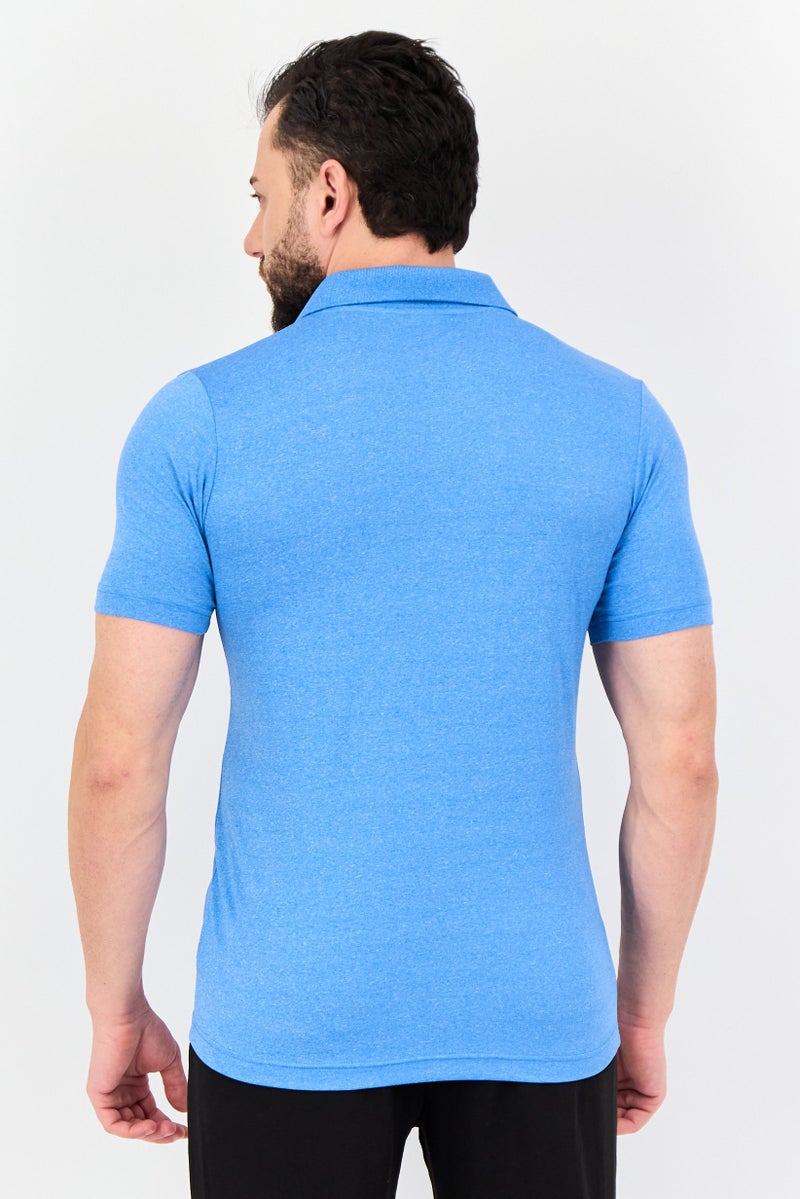 PUMA Men Regular Fit Brand Logo Short Sleeves Training Polo Shirt, Blue - Image 2