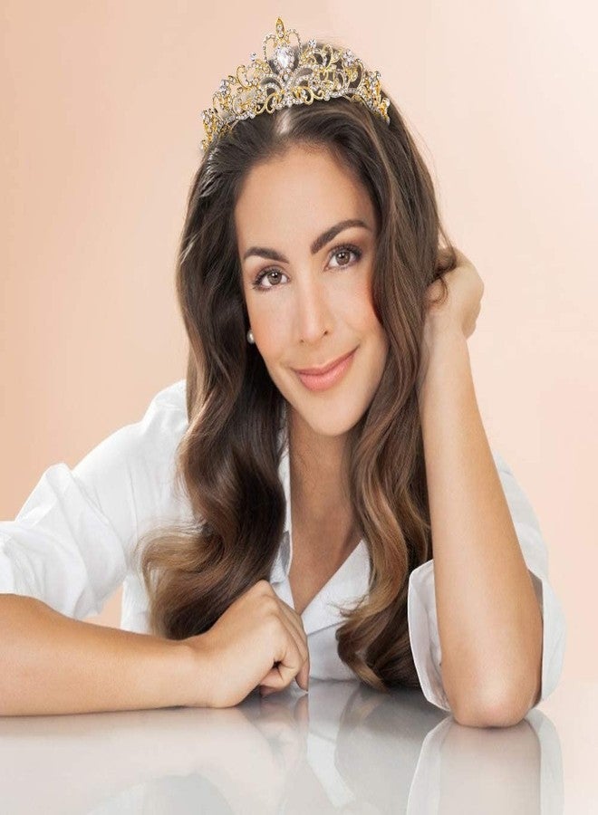 CHANACO Gold Tiara and Crowns for Women, Girls - Crystal Princess Tiara for Birthday, Wedding, Halloween, Cosplay - Image 2