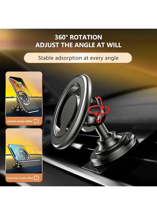 KASTWAVE For Magsafe Car Mount For Iphone - 360° Rotating Magnetic Dashboard Holder, Compatible With Iphone 14/13/12 & All Smartphones (Black) - Image 5
