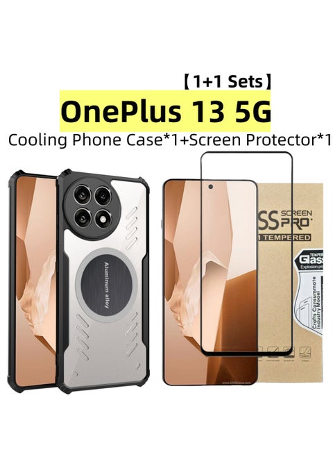 [1+1 Sets] For OnePlus 13 5G Case & Screen Protector Magnetic Suction Car Phone Cover with Cooling and Anti Drop Function Tempered Glass Screen Protector