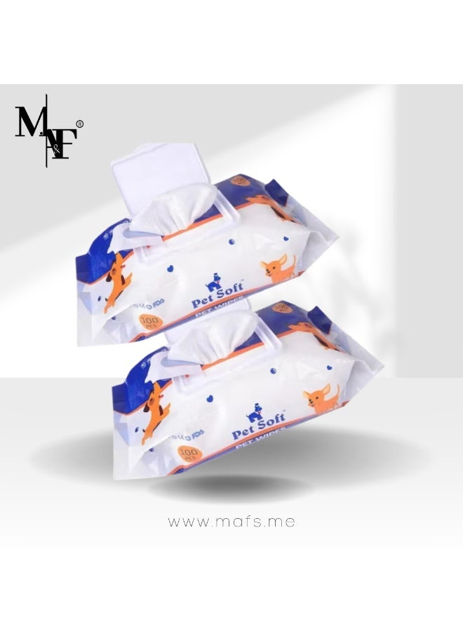 Pet Soft 200PCS Pet Grooming Wipes for Dogs & Cats, Hypoallergenic Deodorizing Disposable No-Rinse Grooming Wipes, Extra Thick Bathing Wipes,Perfect for Pet Dry Cleaning,Daily Care and Travel (B) - Image 1