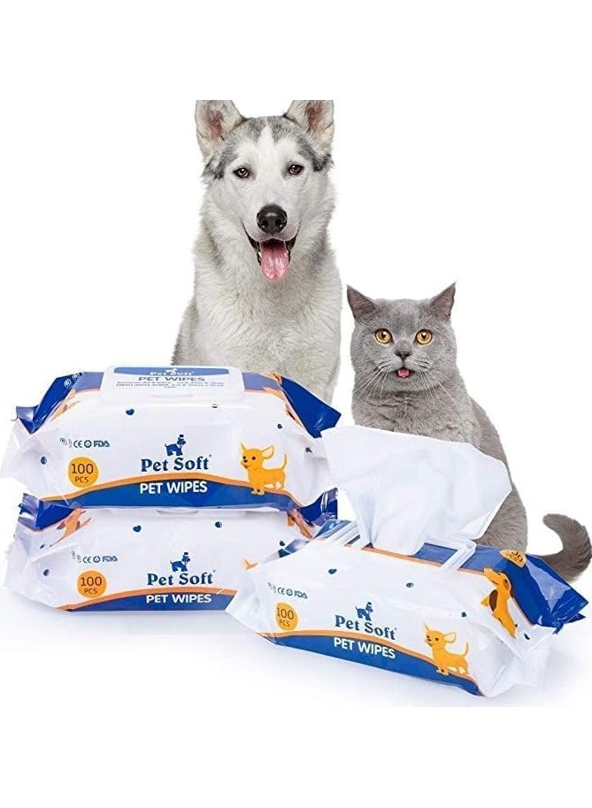 Pet Soft 200PCS Pet Grooming Wipes for Dogs & Cats, Hypoallergenic Deodorizing Disposable No-Rinse Grooming Wipes, Extra Thick Bathing Wipes,Perfect for Pet Dry Cleaning,Daily Care and Travel (B) - Image 2