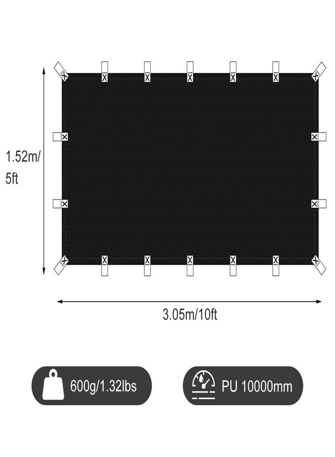 Honsaifau Waterproof Tarp Cover for Outdoor: Multi-Purpose Oxford Tarpaulin with Reinforced Webbing Loops for Camping Boat Pool Roof Tent - Durable and Tear Resistant Black (5ftx10ft) - Image 3
