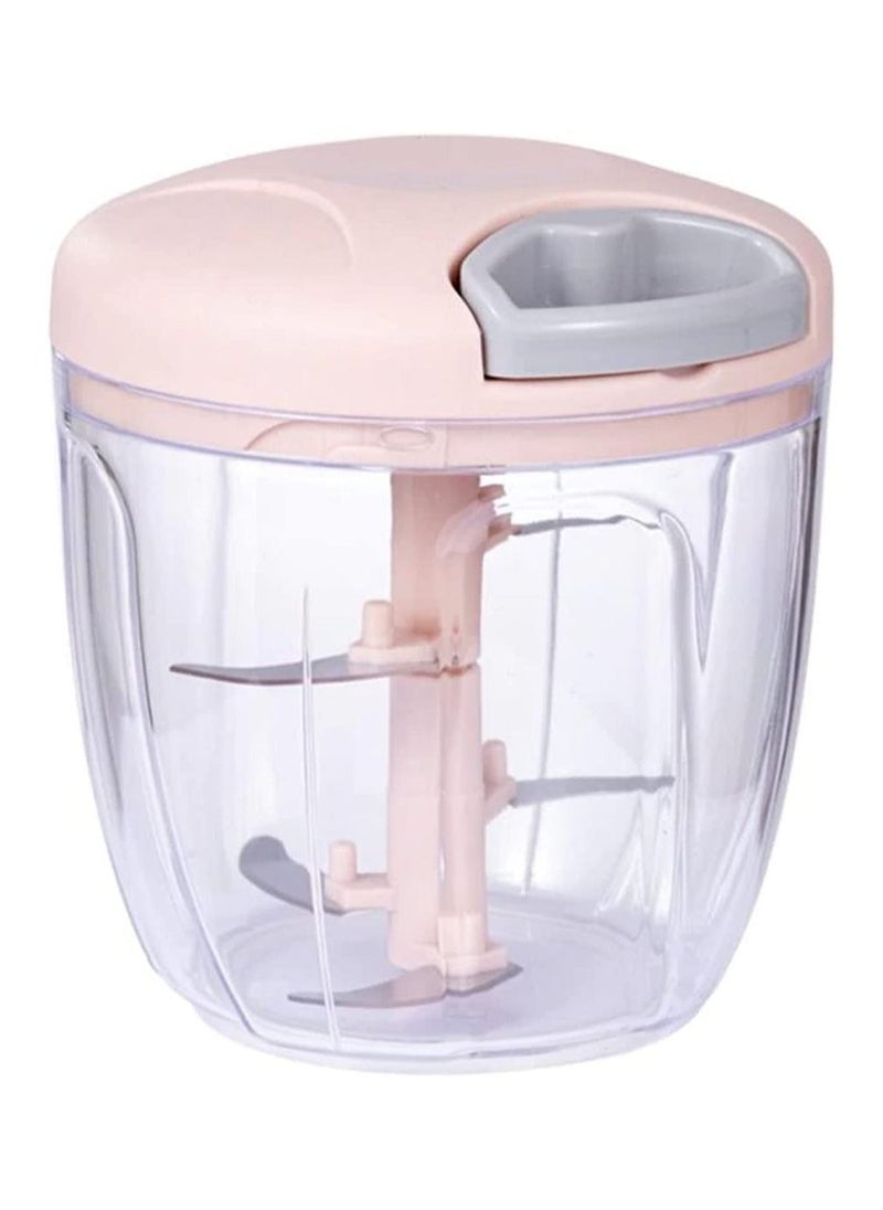 BLACKSTONE Handy Chopper Manual Food Chopper With Stainless Steel Blades Hand Powered Onion Chopper Vegetable Cutter Pull Chopper Pink 900 ml  - Image 1