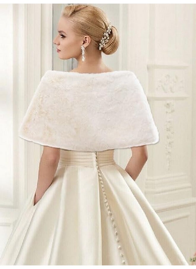 Tgirls - Women'S Wedding Faux Fur Shawl And Wrap Bridal Fur Stole Fur Scarf For Bride And Bridesmaids (Beige) - Image 1
