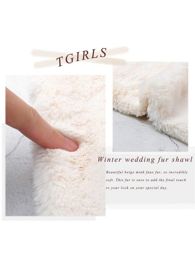 Tgirls - Women'S Wedding Faux Fur Shawl And Wrap Bridal Fur Stole Fur Scarf For Bride And Bridesmaids (Beige) - Image 1