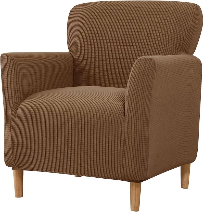 Dark Coffee Elastic Corn Velvet Sofa Slipcover - Removable Washable Armchair Cover for Study Living Room - Image 1