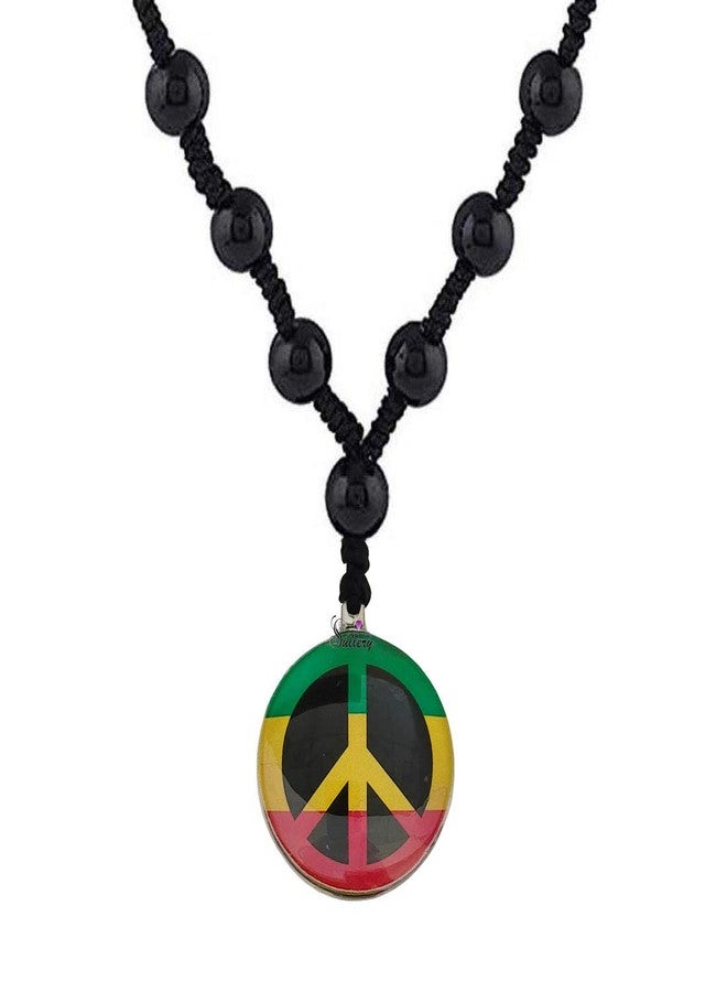 Sullery Peace Symbol Multicolor Crystal Round Pendant Necklace Chain for Men and Women - Image 1
