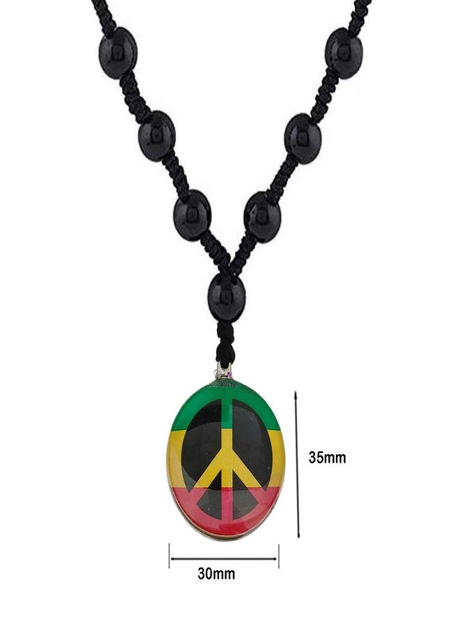 Sullery Peace Symbol Multicolor Crystal Round Pendant Necklace Chain for Men and Women - Image 2