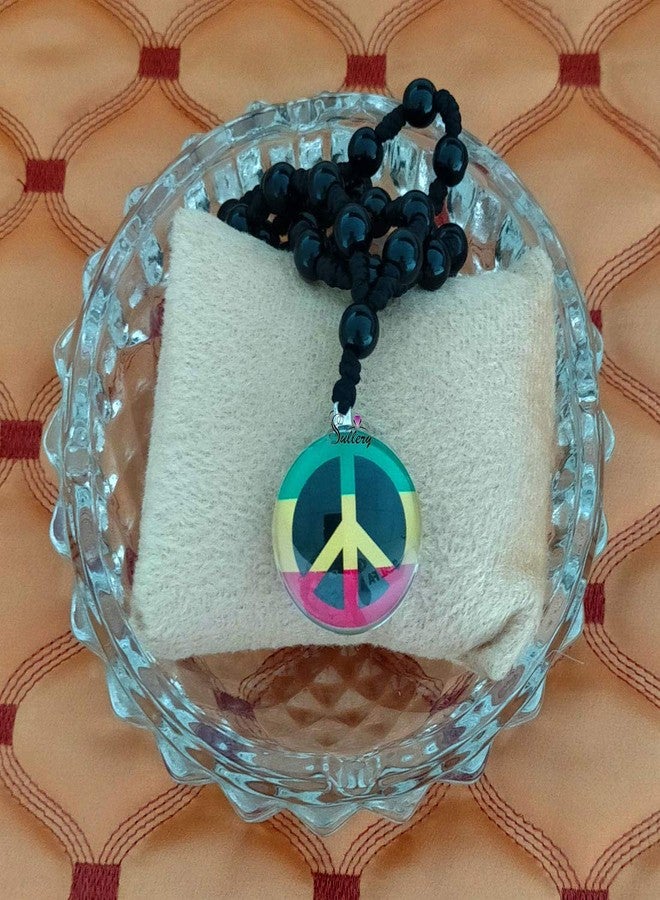 Sullery Peace Symbol Multicolor Crystal Round Pendant Necklace Chain for Men and Women - Image 3