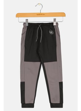Toddlers Boy Slim Fit Brand Logo Jogger Pants, Black Combo