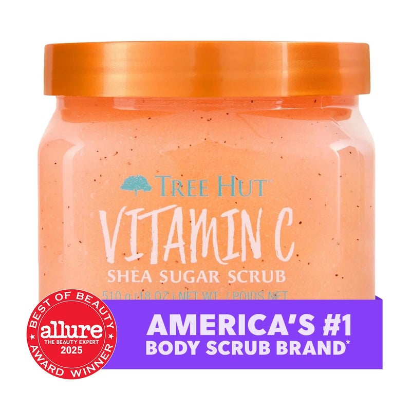 Tree Hut سكراب شجرة هوت فيتامين سي بالشيّا، 18 أونصة، سكراب مرطب ومقشر للغاية للعناية الأساسية بالجسم - Image 3