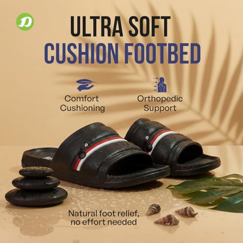 DOCTOR EXTRA SOFT Mens Classic Ultra Soft Sliders/Slippers With Cushion Footbed For Adult | Comfortable & Light Weight | Stylish & Anti-Skid | Waterproof & Everyday Flip Flops D-527, Black - Image 4