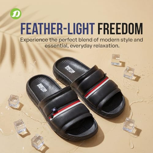 DOCTOR EXTRA SOFT Mens Classic Ultra Soft Sliders/Slippers With Cushion Footbed For Adult | Comfortable & Light Weight | Stylish & Anti-Skid | Waterproof & Everyday Flip Flops D-527, Black - Image 3