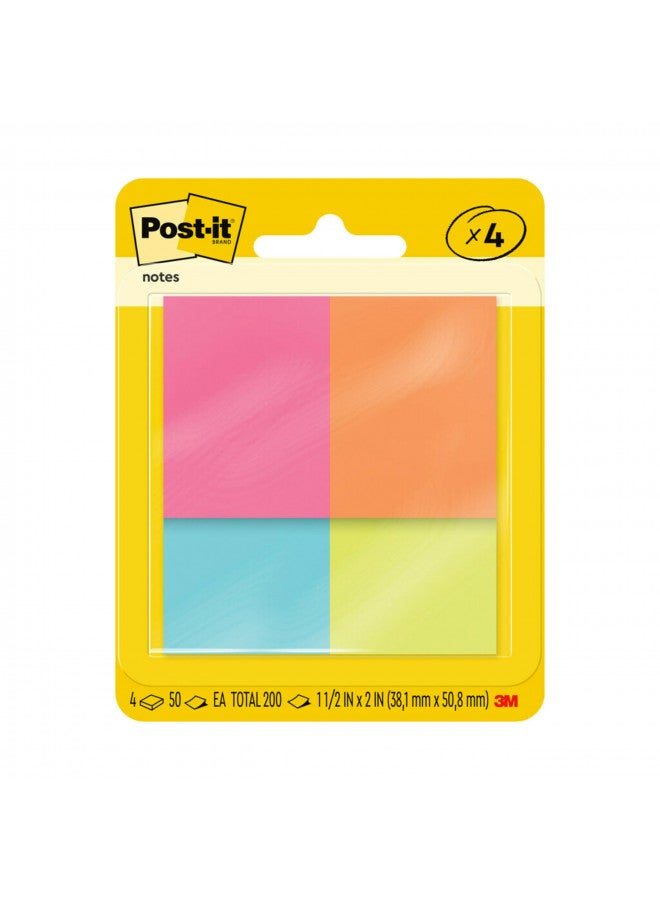 Post-it Mini Notes, 1.5x2 in, 4 Pads, America's #1 Favorite Sticky Notes, Poptimistic Collection, Bright Colors (Magenta, Pink, Blue, Green), Clean Removal, Recyclable (653-8AF) - Image 1