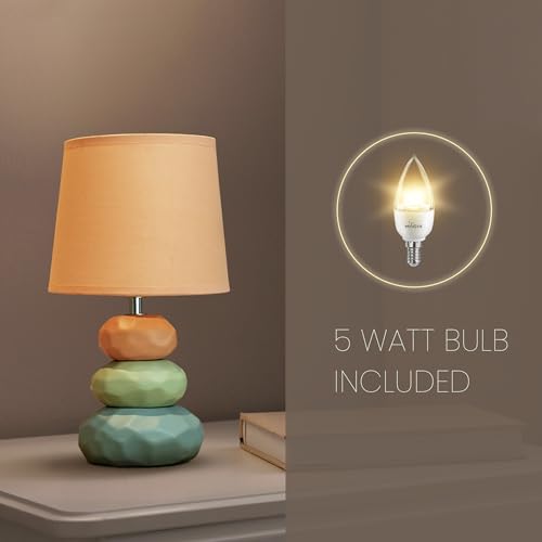 MAGIK Atmosfera Ceramic Table Lamp (Cantaloupe) | 5W Warm White E14 Base LED Bulb Included | Modern Decorative Bedside & Living Room Accent Light - Image 2