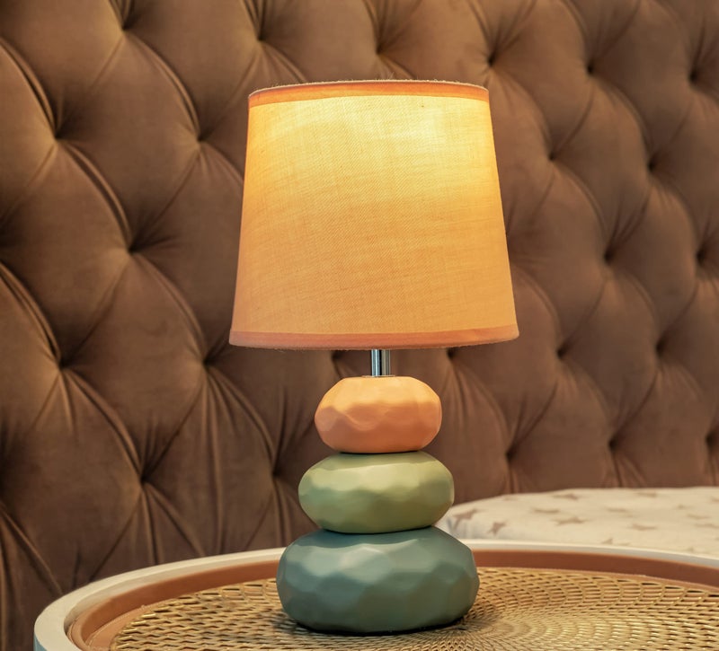 MAGIK Atmosfera Ceramic Table Lamp (Cantaloupe) | 5W Warm White E14 Base LED Bulb Included | Modern Decorative Bedside & Living Room Accent Light - Image 1