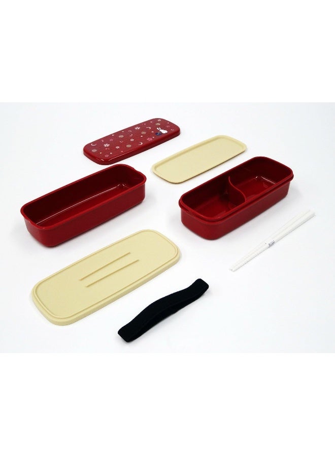 OSK Japanese Traditional Rabbit Moon Bento Box Set, PW-28C Renewal Version, Microwave-safe, Dishwasher-safe, Chopsticks, Bento Bag, Red - Image 4