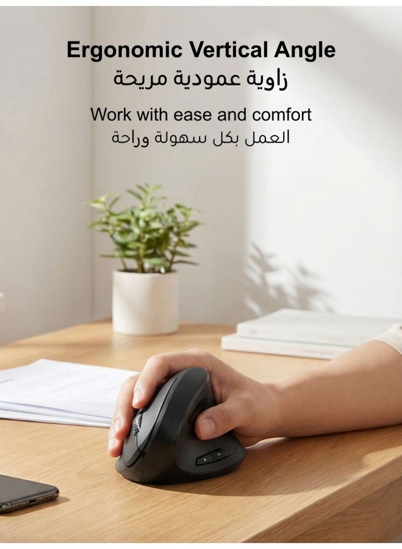 أميجوي ماوس عمودي مريح، ماوس لاسلكي بصري 2.4GHz مع مستقبل USB،فئران لاسلكية هادئة 800/1200/1600 DPI، خمسة أزرار، نقرة صامتة، لأجهزة الكمبيوتر المحمولة، وأجهزة الكمبيوتر المكتبية والكمبيوتر الشخصية وماك بوك وإلخ. - Image 2