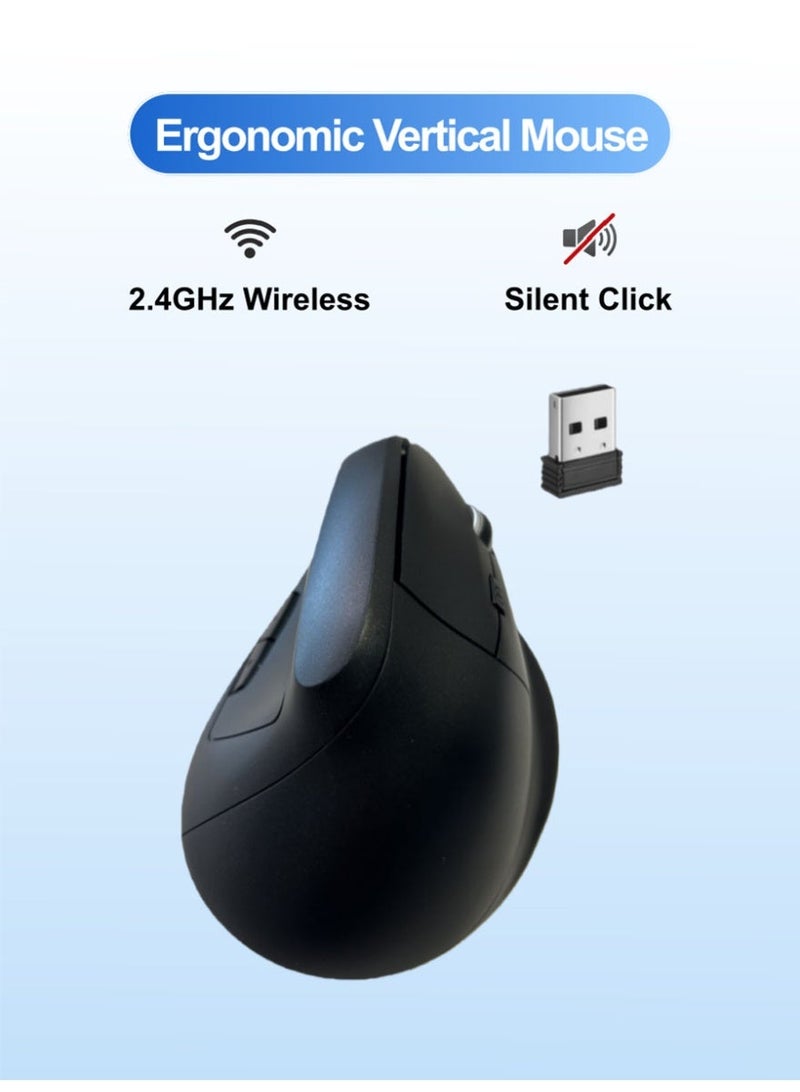 أميجوي ماوس عمودي مريح، ماوس لاسلكي بصري 2.4GHz مع مستقبل USB،فئران لاسلكية هادئة 800/1200/1600 DPI، خمسة أزرار، نقرة صامتة، لأجهزة الكمبيوتر المحمولة، وأجهزة الكمبيوتر المكتبية والكمبيوتر الشخصية وماك بوك وإلخ. - Image 1