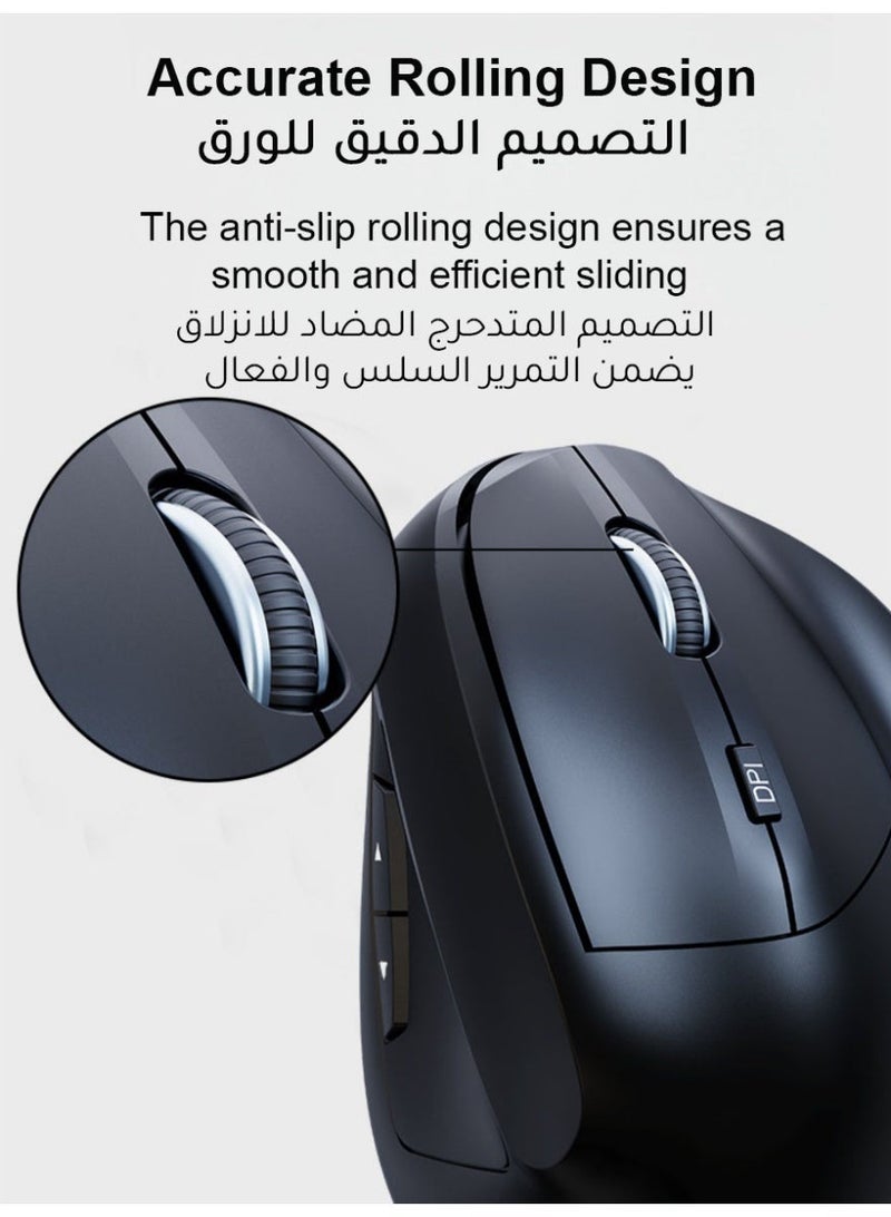 أميجوي ماوس عمودي مريح، ماوس لاسلكي بصري 2.4GHz مع مستقبل USB،فئران لاسلكية هادئة 800/1200/1600 DPI، خمسة أزرار، نقرة صامتة، لأجهزة الكمبيوتر المحمولة، وأجهزة الكمبيوتر المكتبية والكمبيوتر الشخصية وماك بوك وإلخ. - Image 5