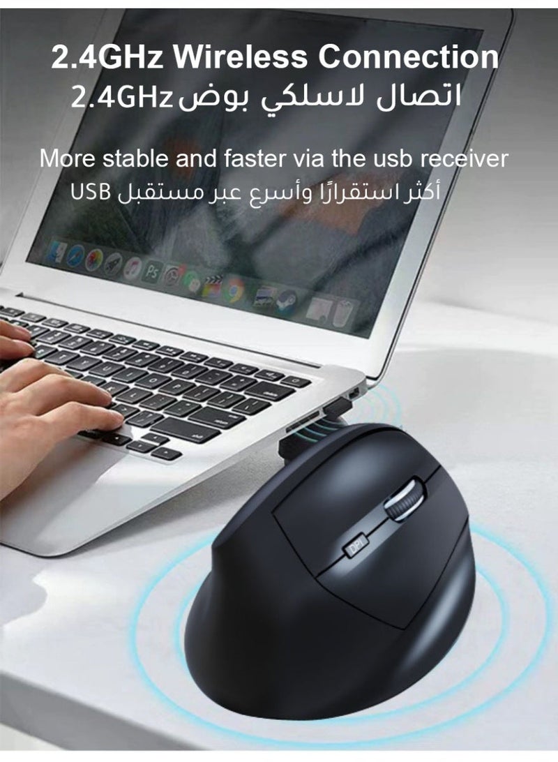 أميجوي ماوس عمودي مريح، ماوس لاسلكي بصري 2.4GHz مع مستقبل USB،فئران لاسلكية هادئة 800/1200/1600 DPI، خمسة أزرار، نقرة صامتة، لأجهزة الكمبيوتر المحمولة، وأجهزة الكمبيوتر المكتبية والكمبيوتر الشخصية وماك بوك وإلخ. - Image 3