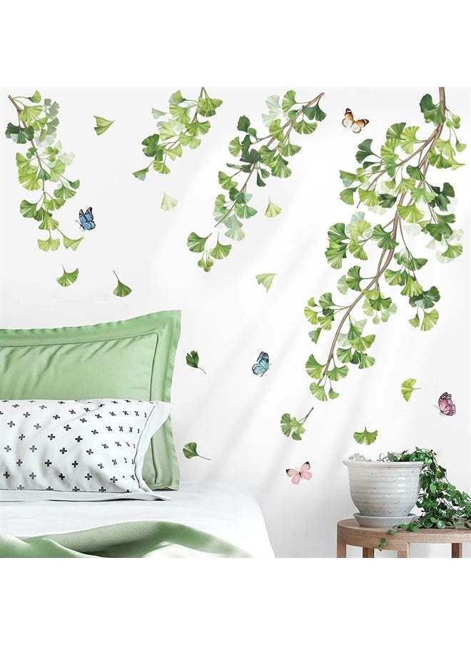 decalmile - Hanging Green Leaves Wall Decals Ivy Vine Plants Wall Stickers Living Room Bedroom Sofa TV Background Wall Decor - Image 1