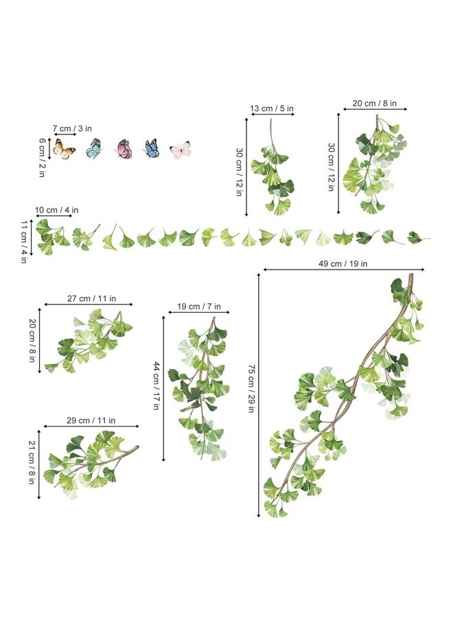decalmile - Hanging Green Leaves Wall Decals Ivy Vine Plants Wall Stickers Living Room Bedroom Sofa TV Background Wall Decor - Image 1