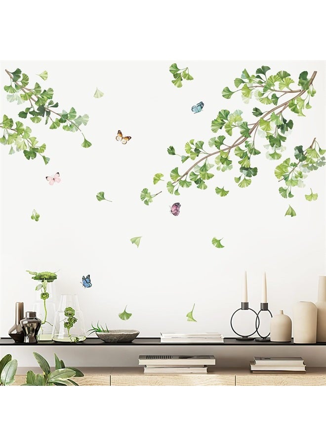 decalmile - Hanging Green Leaves Wall Decals Ivy Vine Plants Wall Stickers Living Room Bedroom Sofa TV Background Wall Decor - Image 1