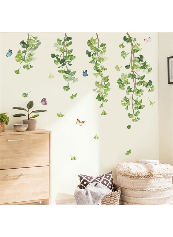 decalmile - Hanging Green Leaves Wall Decals Ivy Vine Plants Wall Stickers Living Room Bedroom Sofa TV Background Wall Decor - Image 1