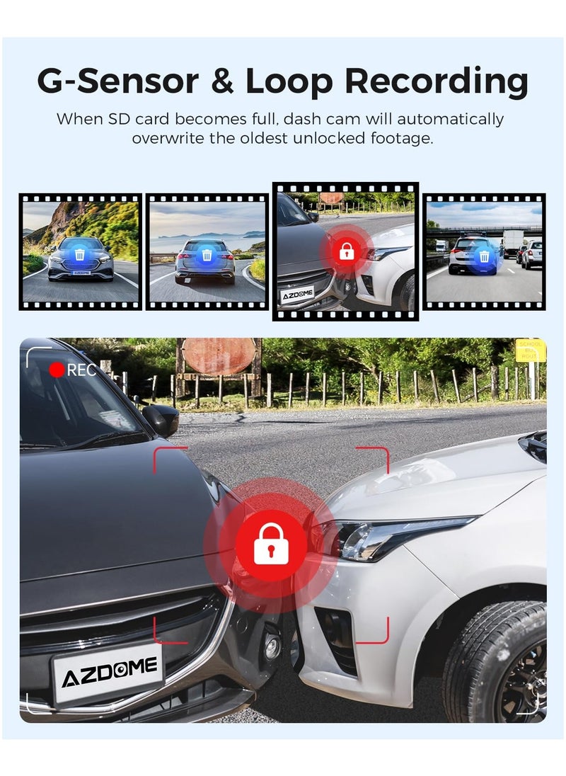AZDOME - AZDOME M300S Dash Cam 4K+1080P Car Rear Camera Dash Cam 800MP Lens Built-in GPS WIFI Car DVR Voice Control Night Visio - Image 1
