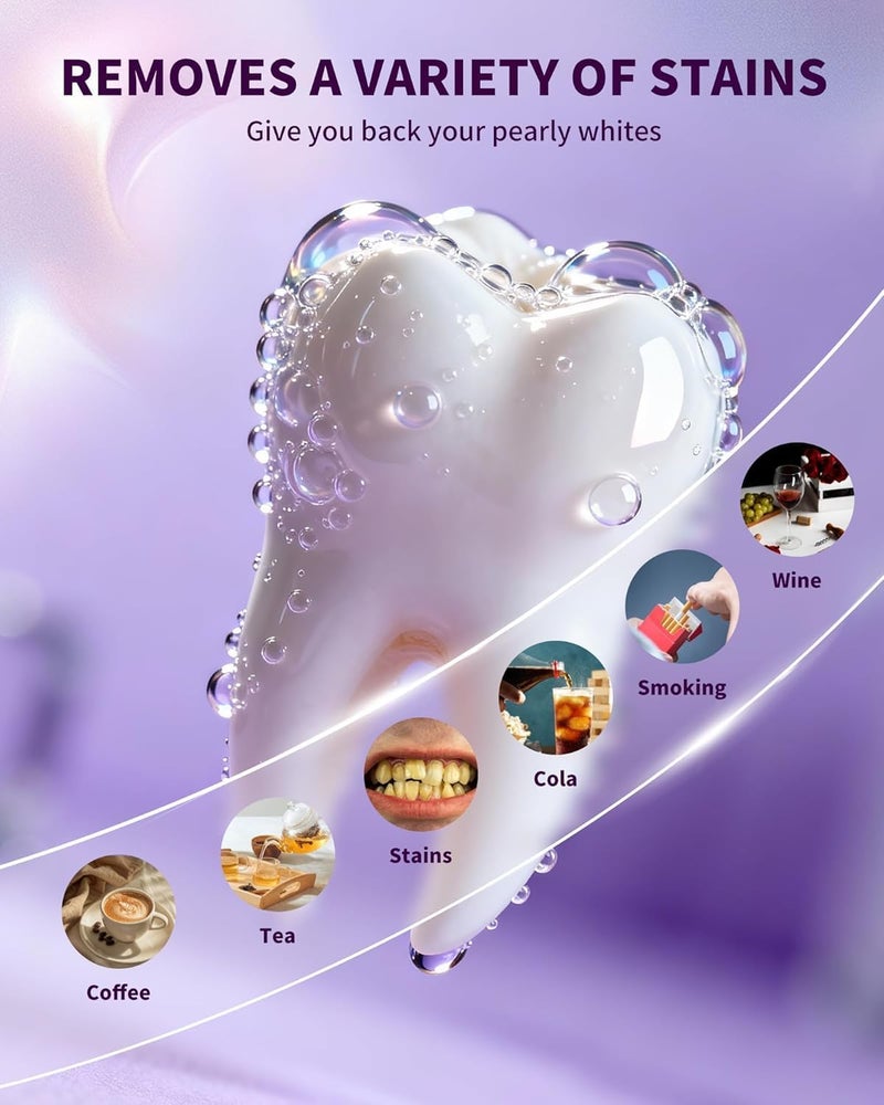 Purple Whitening Strips, Gently Remove Tooth Stains, Protect Tooth Enamel, Use Advanced 9d Whitening Technology to Create A Brighter Smile, Enamel Safe for Sensitive Tooth, 28 Strips - Image 5