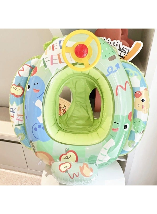 Swimbobo Inside diameter after inflation:HQ Green Dinosaur Steering Wheel Seat Swimming Float Swimming Ring Swimming Vest Children Waist Float Ring Inflatable - Image 1