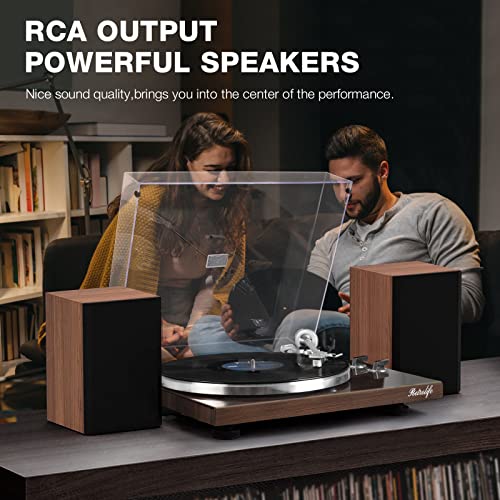 Retrolife Turntable for Vinyl Record Wireless Output Record Player Aluminium Platter Belt-Drive LP Turn Table 2 Speed Phono RCA Line Out AT-3600L MM Cartridge Audio Sound USB Digital to PC Vinyl Recording Black - Image 3