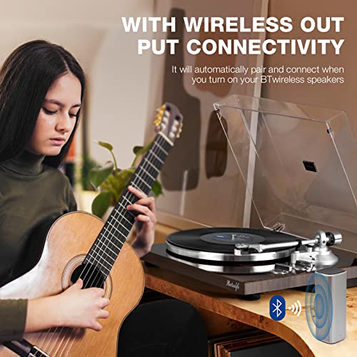 Retrolife Turntable for Vinyl Record Wireless Output Record Player Aluminium Platter Belt-Drive LP Turn Table 2 Speed Phono RCA Line Out AT-3600L MM Cartridge Audio Sound USB Digital to PC Vinyl Recording Black - Image 5