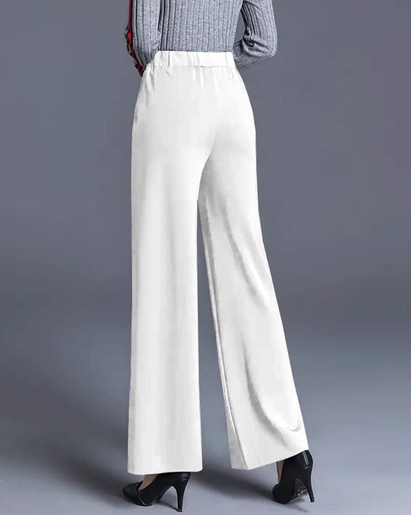 SWADESI STUFF Women's High-Waist Bell Bottom Pants – Retro Slim Fit Stretchable Flared Trousers for Casual, Party and Comfortable Wear (in, Alpha, L, Regular, Standard, White) - Image 4