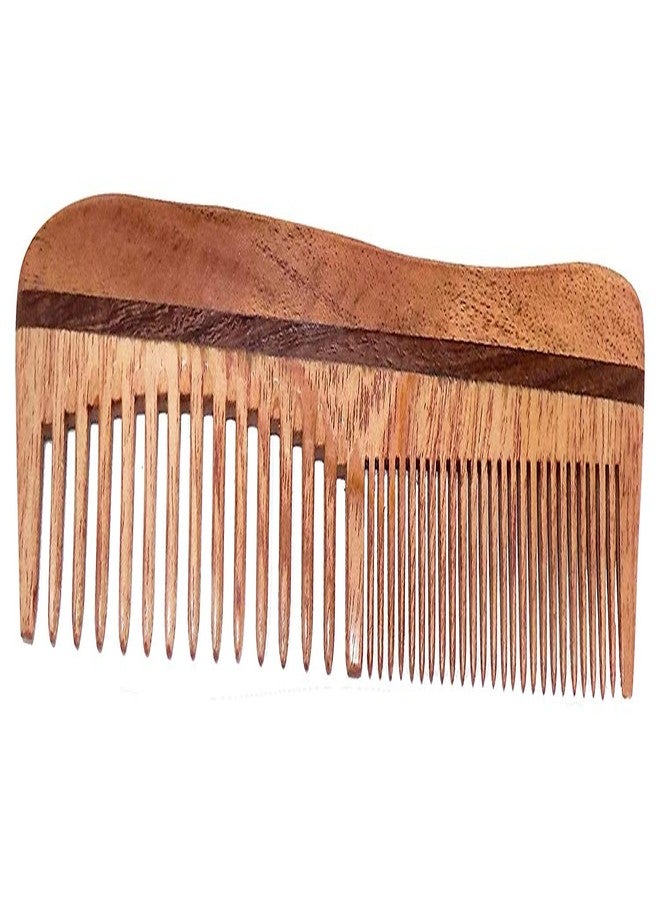 بوكسو مشط بوكسو المصنوع يدويًا من خشب النيم للشعر الخفيف، مناسب للنساء والفتيات والرجال، طقم من قطعتين، بني، عبوة واحدة - Image 5