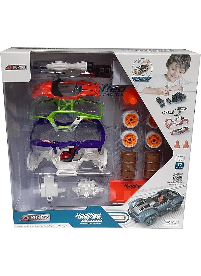 D-Power - Diy Modified Scale 1 32 Race Car Building Toy Kit For Kids 17 Pieces Multicolor - Image 1