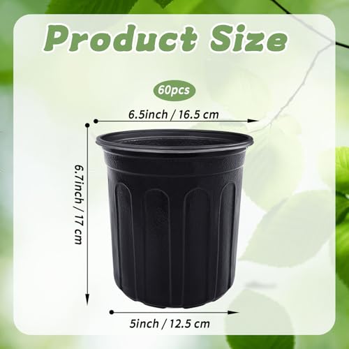 Pynqdfu 60 Pcs 1 Gallon Plant Nursery PotsPlastic Seed Starter Pot with Drainage HolesPlastic Plant Pots for PlantingCuttingsTransplantingHome GardenBlack - Image 3