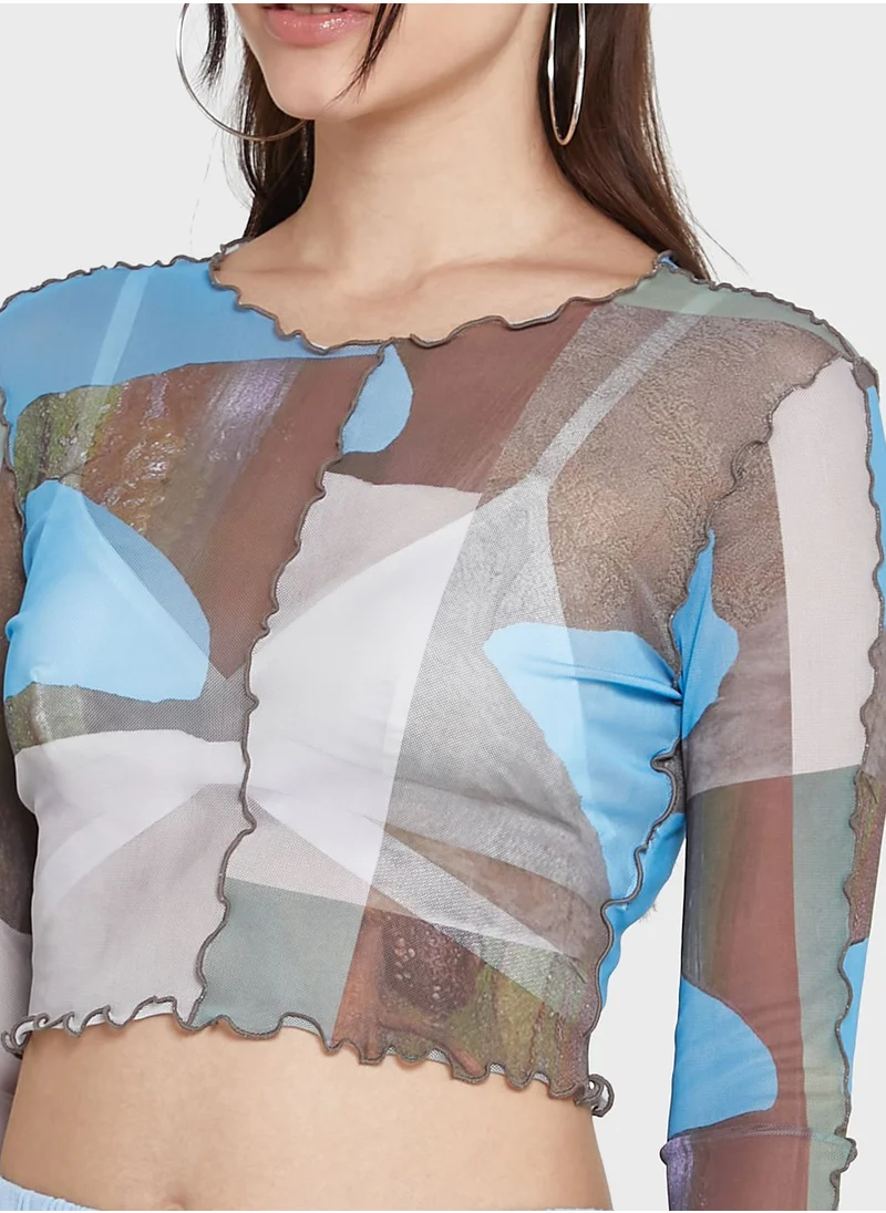 MONKI Mesh Detail Crop Top