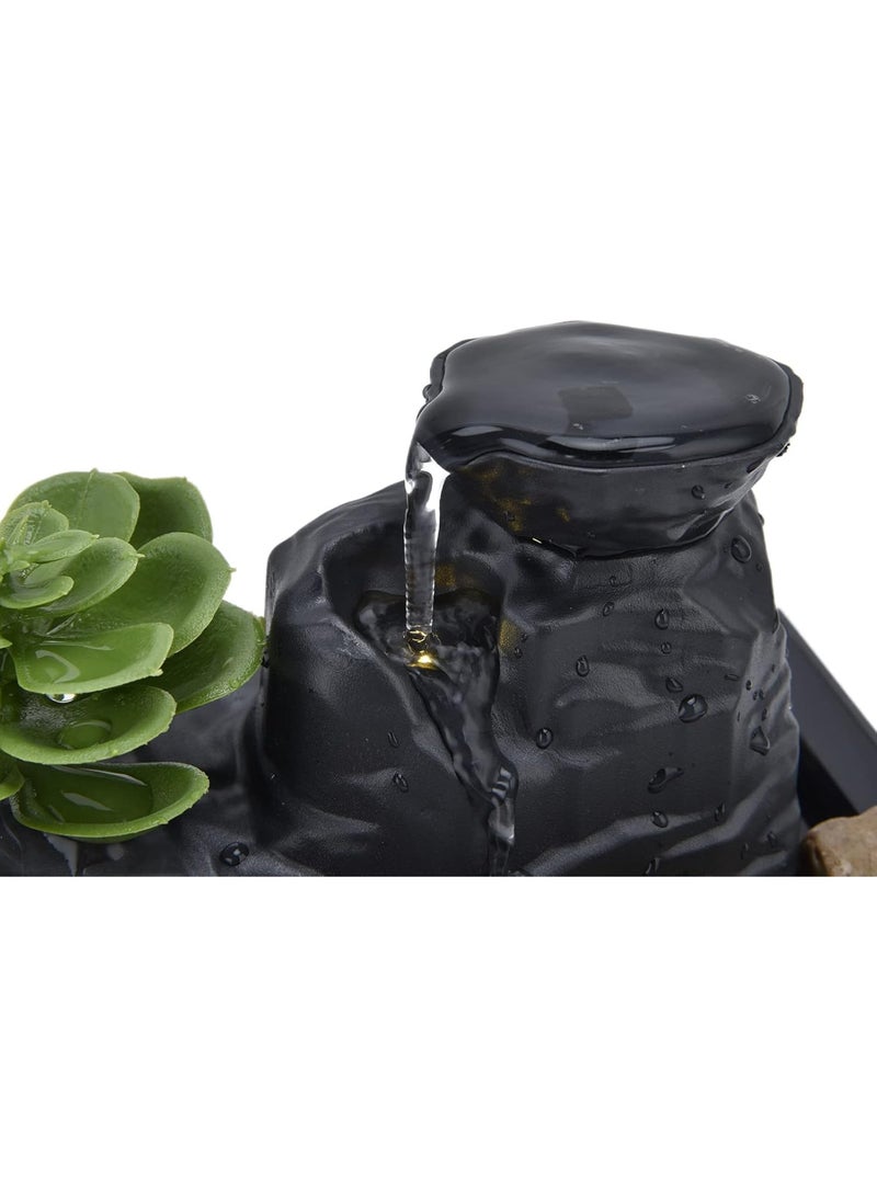 زينة نافورة المياه، نافورات مكتب LED مع زينة مياه جارية مزودة بـ 4 أضواء LED، نافورة شلال خفيفة الوزن للديكور الداخلي لمكتب المنزل - Image 2