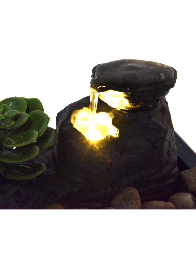 زينة نافورة المياه، نافورات مكتب LED مع زينة مياه جارية مزودة بـ 4 أضواء LED، نافورة شلال خفيفة الوزن للديكور الداخلي لمكتب المنزل - Image 5