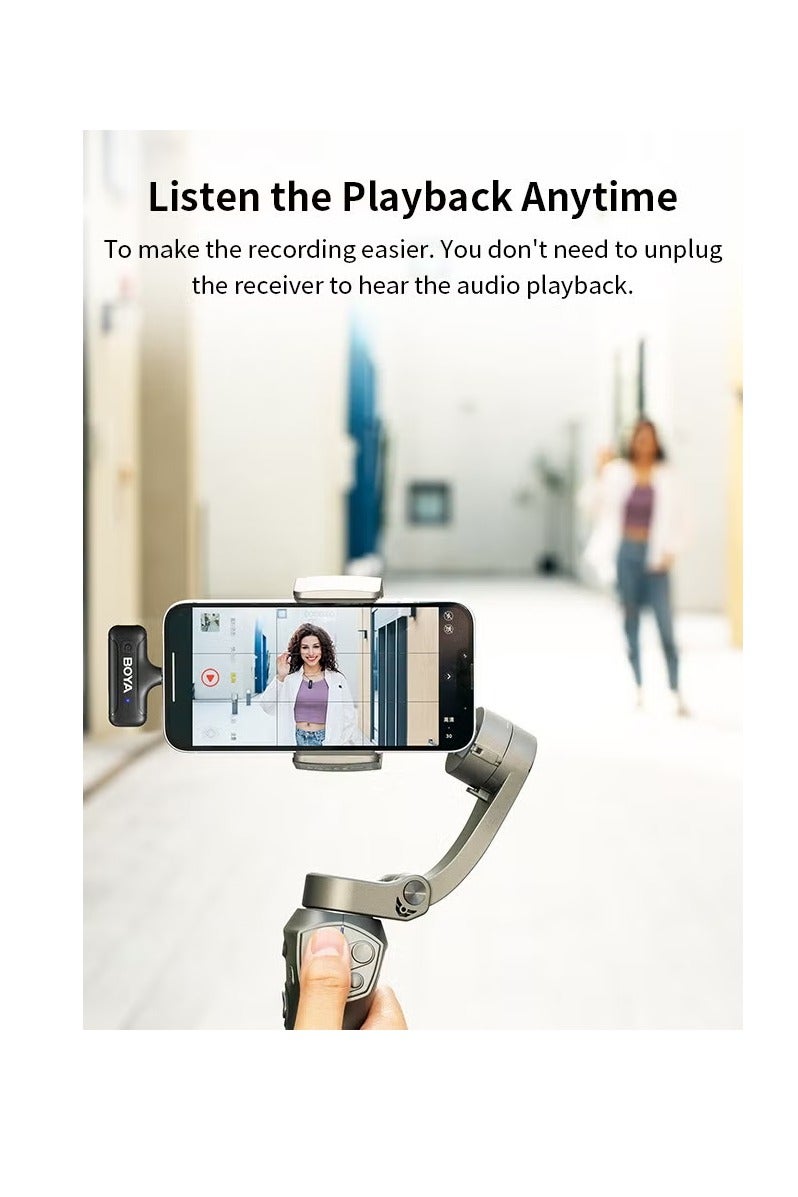 BOYA BY-WM3T-M2 Wireless Lavalier Microphone for 3.5mm TRS Smartphone Camera, 2-in-1 Plug-Play Mic with Charging Case for Video Recording Interview Youtubers Vloggers, 100M Transmission Range - Image 2